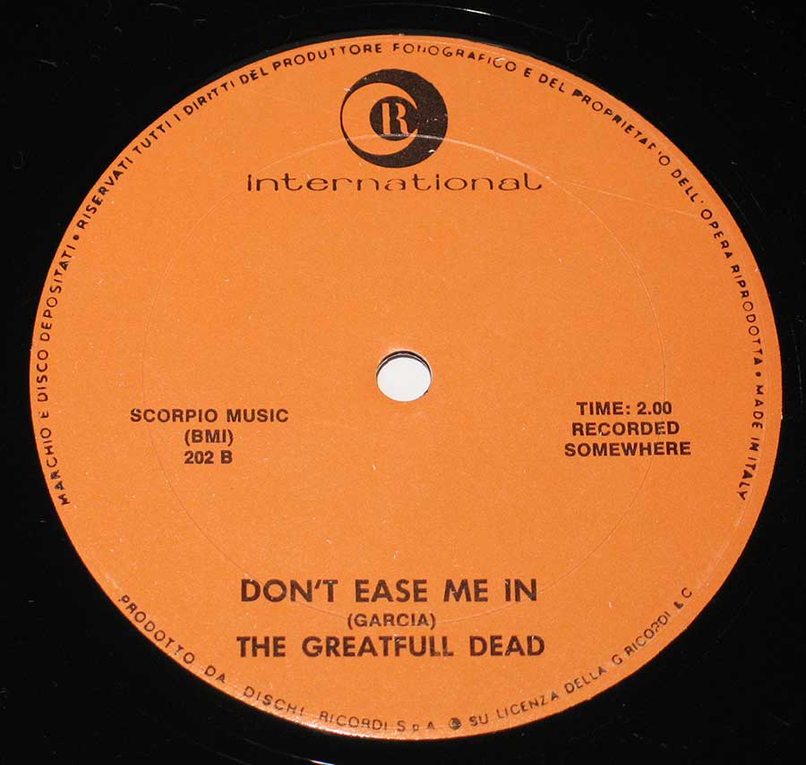 GREATFULL DEAD GRATEFUL DEAD - Dark Star Glastonbury Fayre / Dont Ease Me In 12" Maxi Single
 enlarged record label