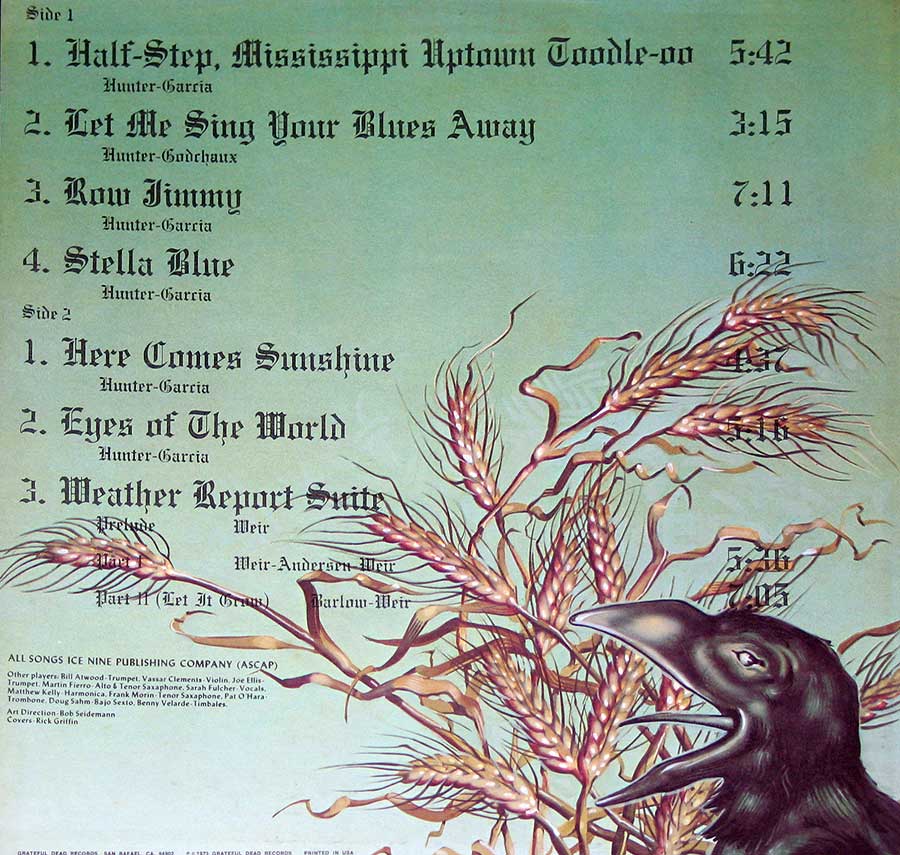 GRATEFUL DEAD  Wake of the Flood Orig USA GD-01 12" Vinyl LP Album
 back cover