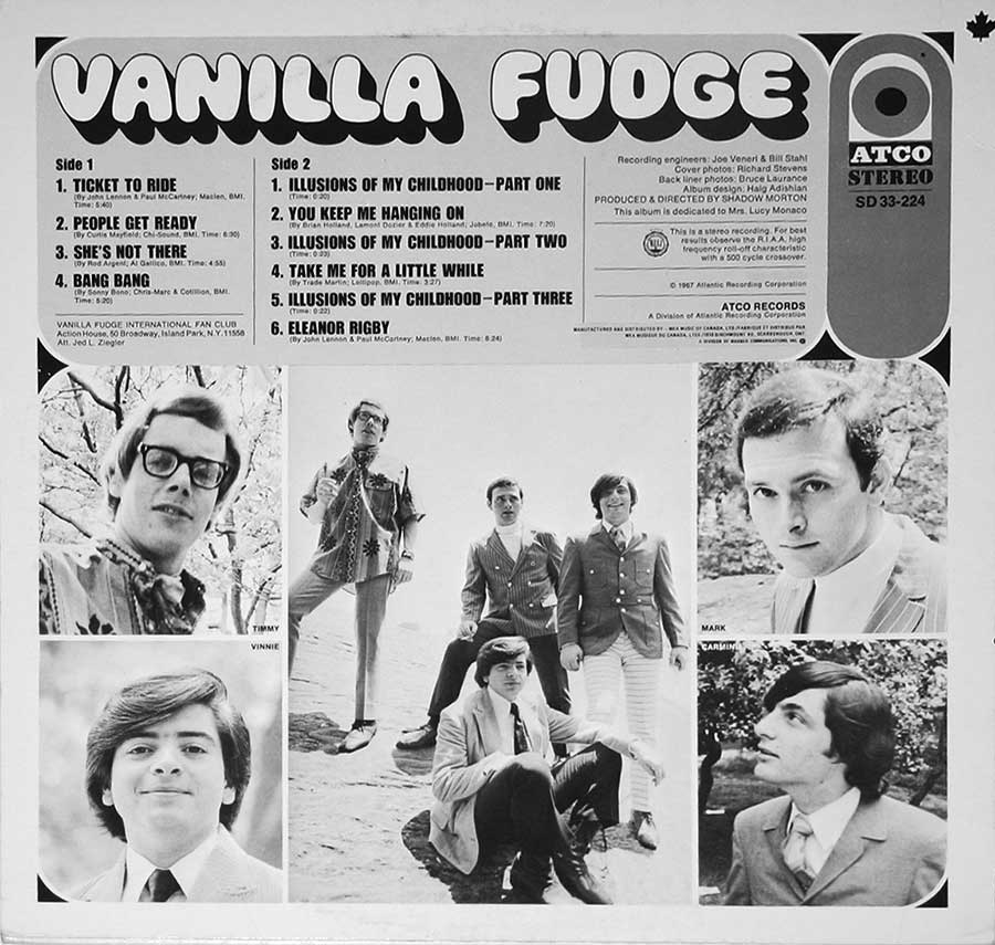 VANILLA FUDGE - S/T Self-Titled 12" Vinyl LP Album back cover