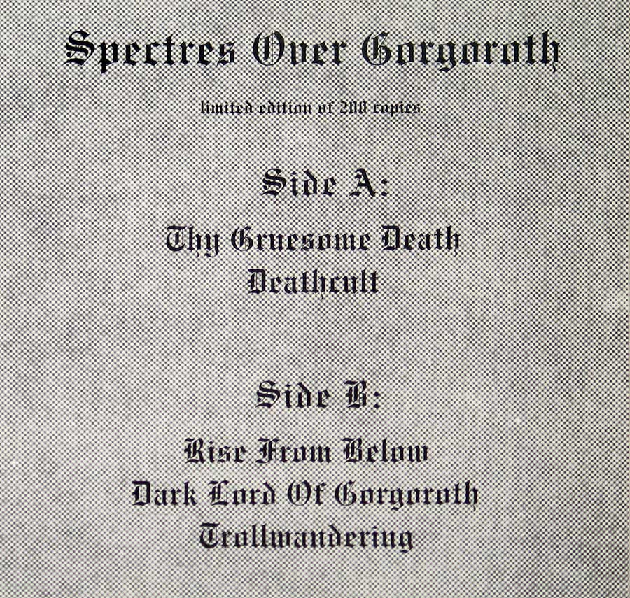 Photo of album back cover ISENGARD - Spectres over Gorgoroth limited edition of 200 copies
