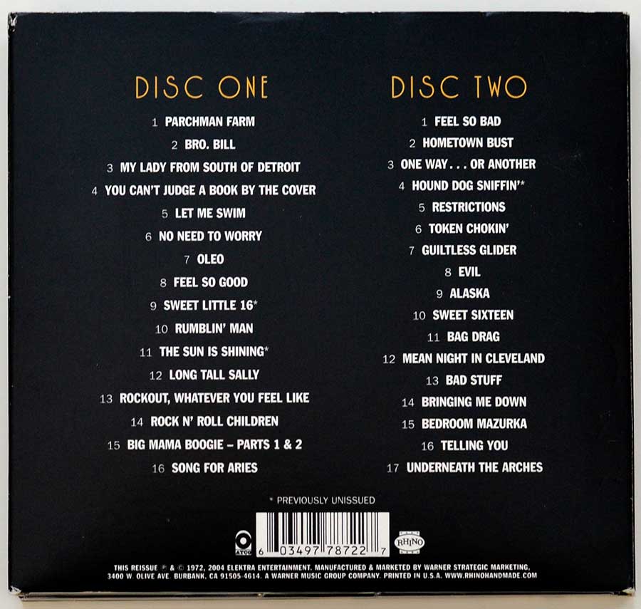 Photo of CD album back   CACTUS Barely Contained – The Studio Sessions 2CD Limited Edition 2CD 