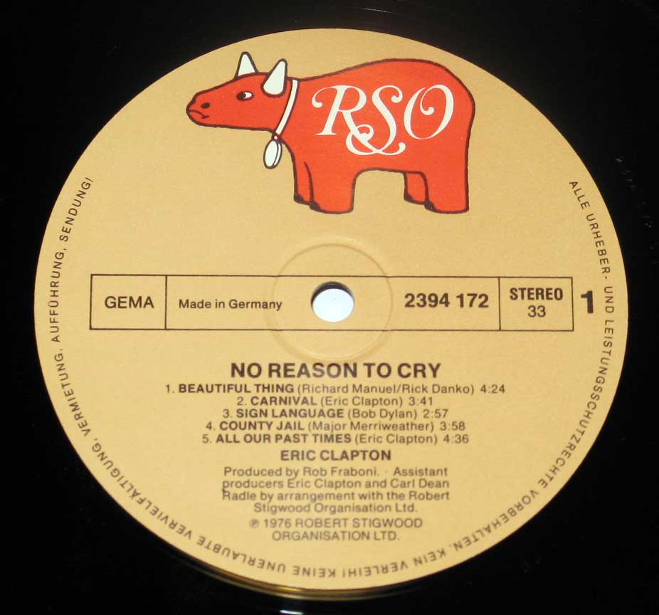 Photo of record 1 of ERIC CLAPTON - No Reason To Cry 