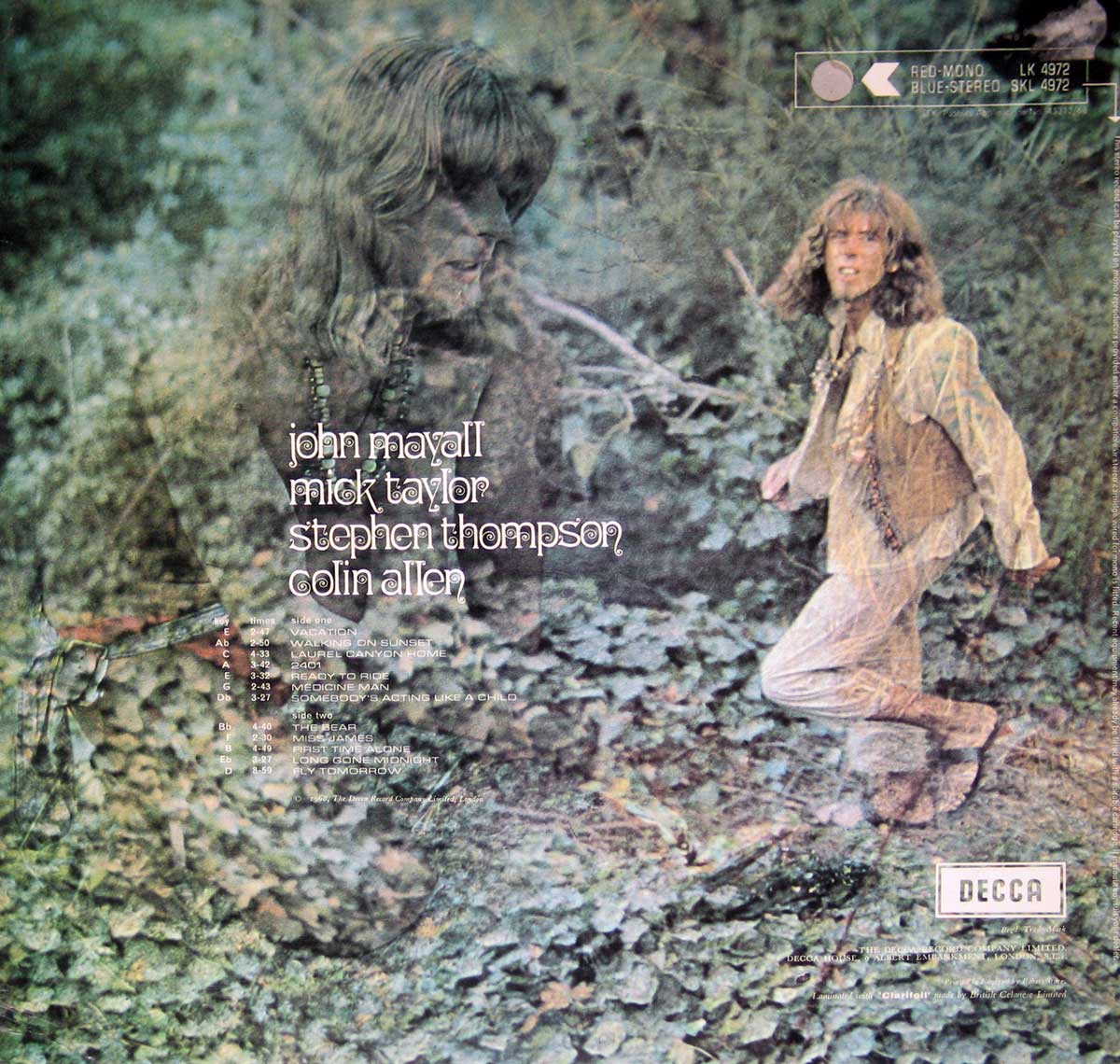 Photo of album back cover John Mayall Blues from Laurel Canyon ( Decca, UK ) 