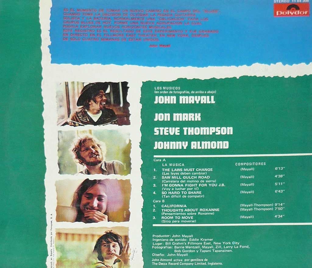 Photo of album back cover John Mayall - Turning Point ( Spain )
 
