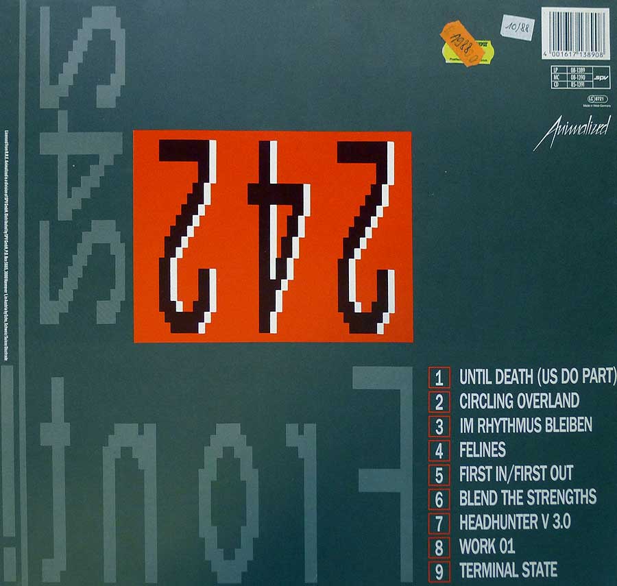 FRONT 242 - Front By Front 12" LP VINYL Album back cover