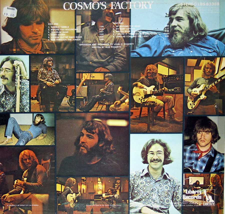 Collage of photos with the band-members of CCR 