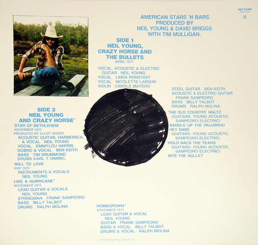 NEIL YOUNG - American Star 'n Bars with Linda Ronstadt, Emmylou Harris 12" vinyl LP  custom inner sleeve