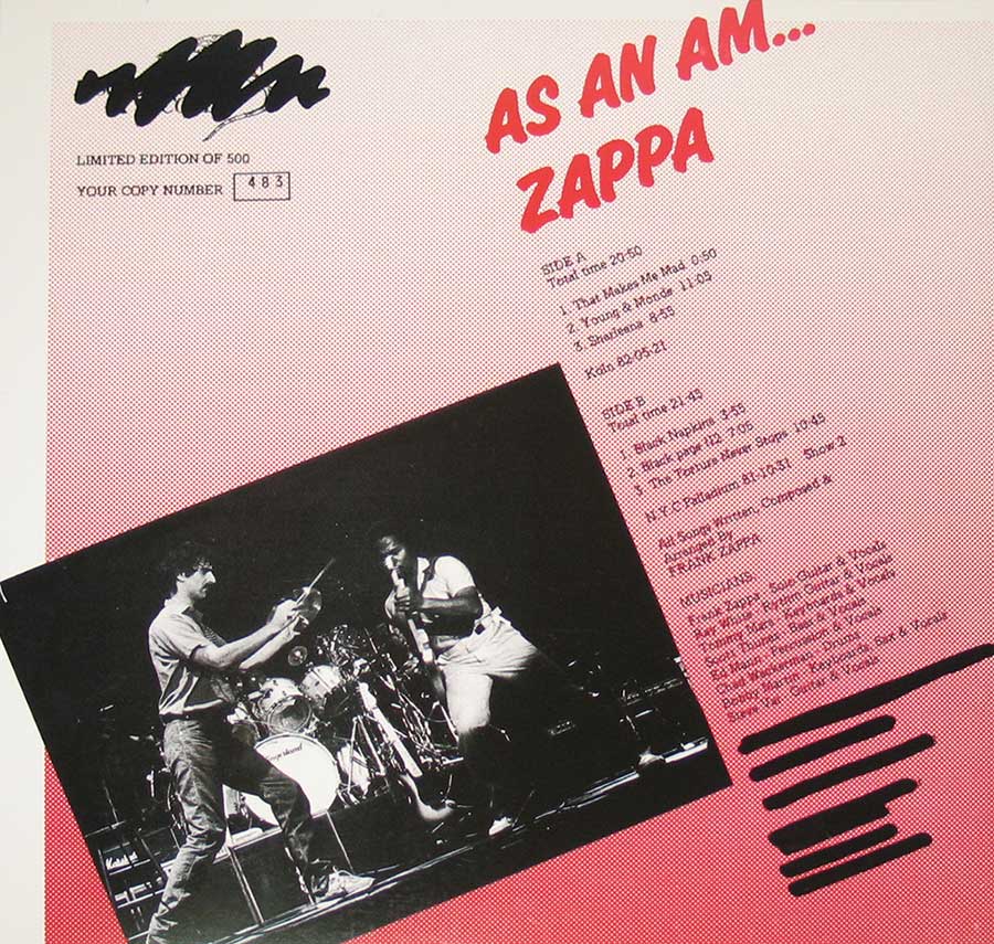FRANK ZAPPA - As An Am 12" Vinyl LP Album
 back cover