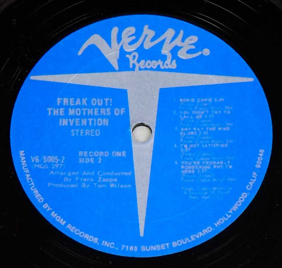 Close up of record's label THE MOTHERS OF INVENTION - FREAK OUT!  Side Two