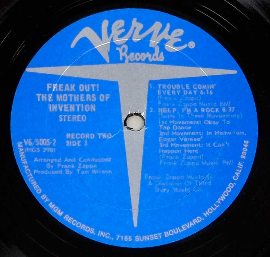 Close up of record's label THE MOTHERS OF INVENTION - FREAK OUT! Side Four: