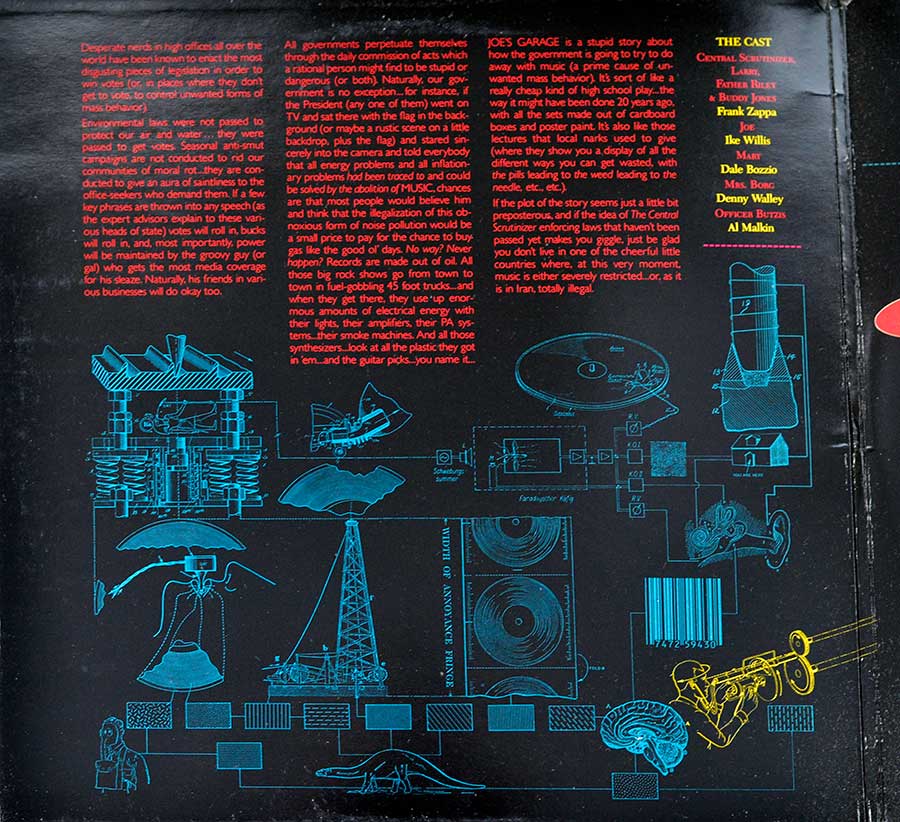 FRANK ZAPPA - Joe's Garage Act I Gatefold 12" Vinyl LP Album 
 inner gatefold cover