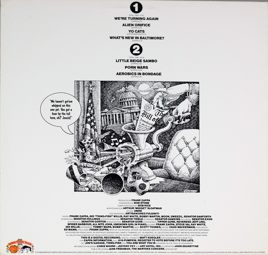 Photo of album back cover FRANK ZAPPA MEETS THE MOTHERS OF PREVENTION USA 12" LP VINYL 