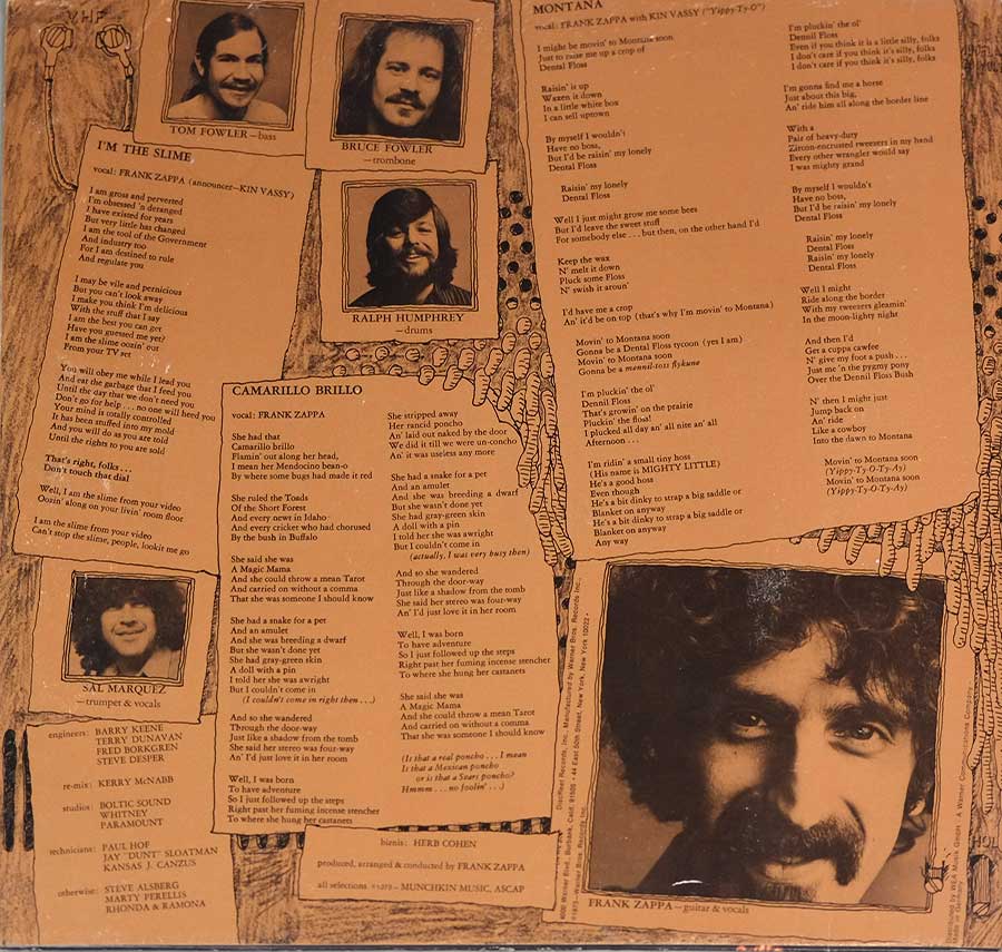 Photo of the left page inside cover MOTHERS OF INVENTION - Over-Nite Sensation 
