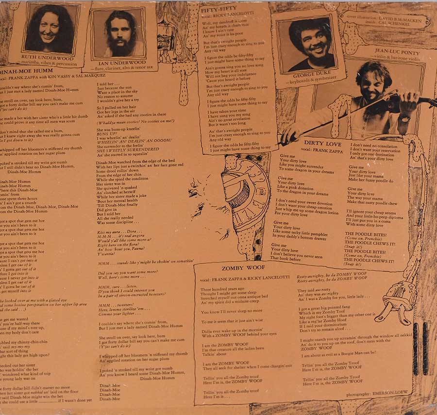 Photo of the right page inside cover MOTHERS OF INVENTION - Over-Nite Sensation 