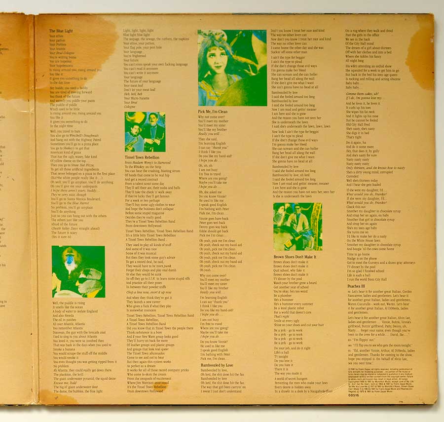 Photo of the right page inside cover FRANK ZAPPA - Tinsel Town Rebellion 