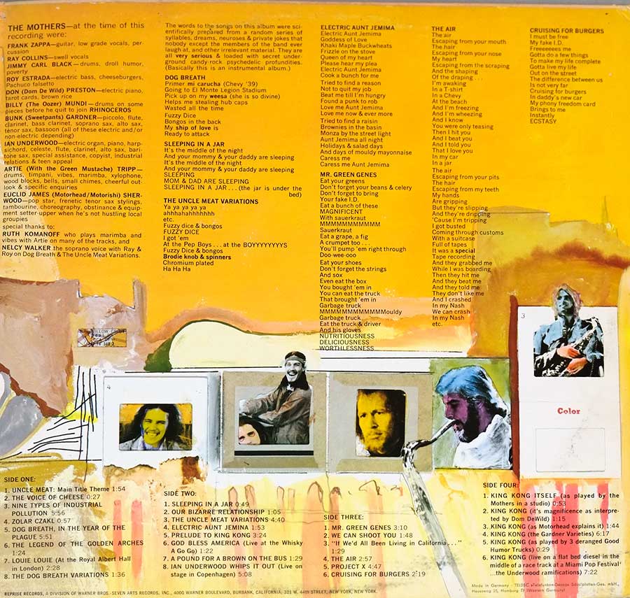 Photo of the right page inside cover MOTHERS OF INVENTION - Uncle Meat German Release 