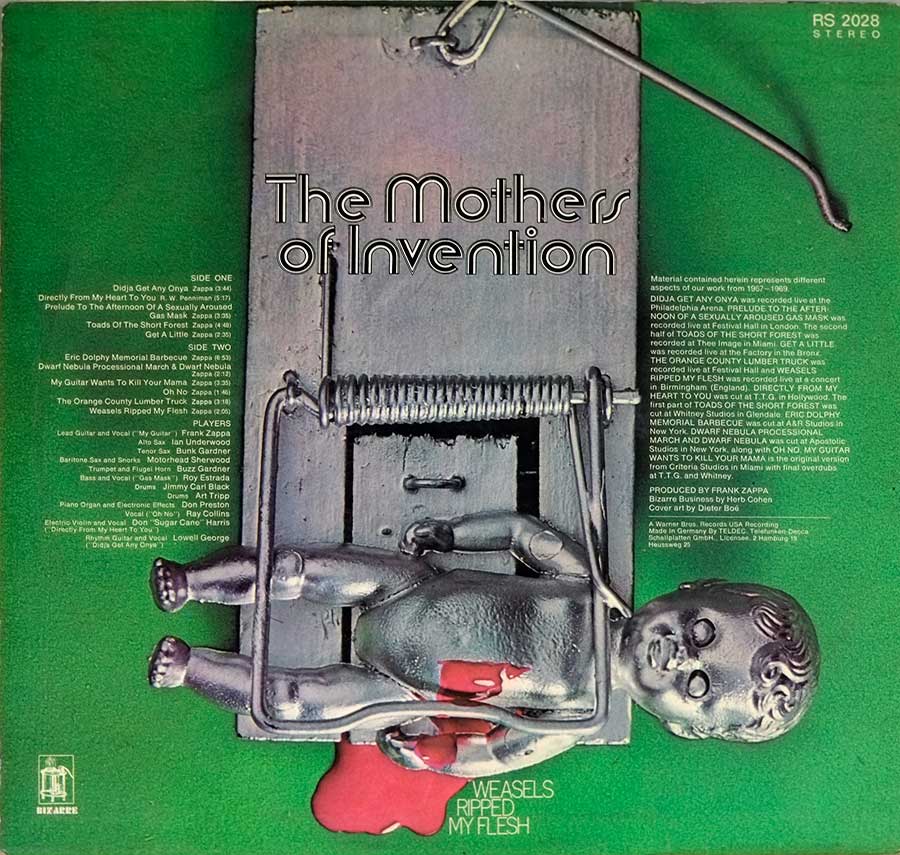 Photo of album back cover MOTHERS OF INVENTION - Weasels Ripped My Flesh