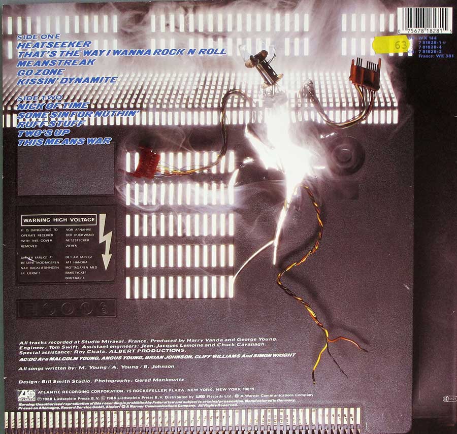 Photo of album back cover AC/DC - Blow Up Your Video 