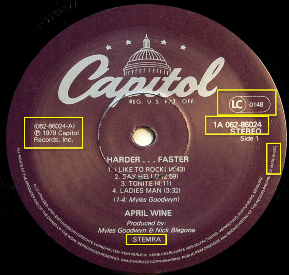 Photo of record 1 of APRIL WINE – Harder.....Faster 
