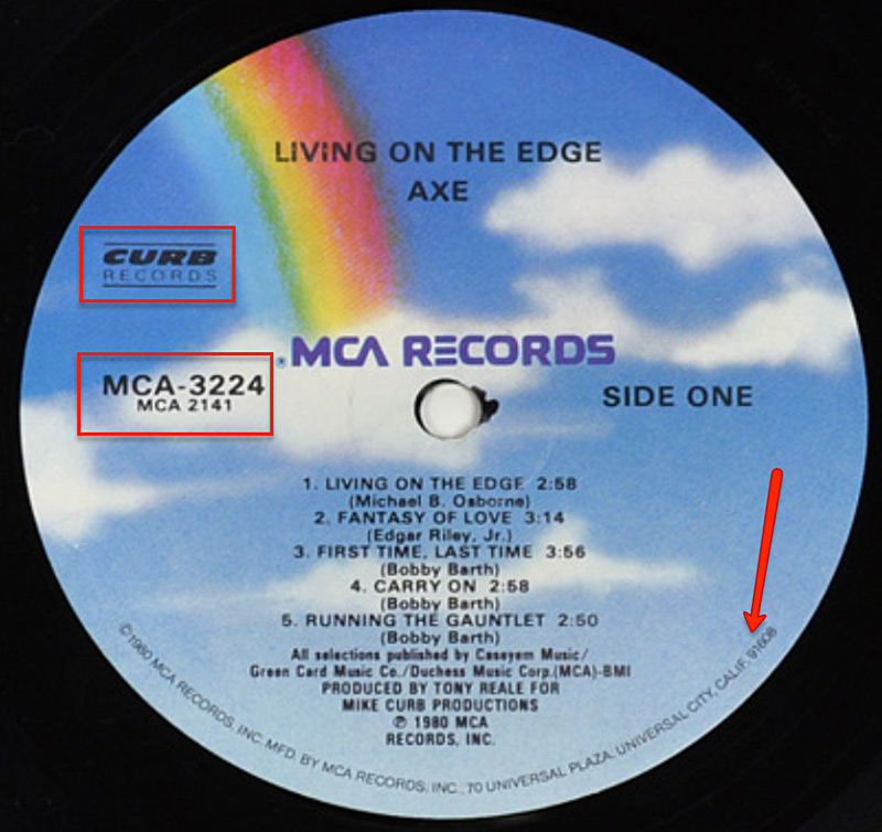 Photo of 12" LP Record Side One  AXE - Living on the Edge  Vinyl Record Gallery https://vinyl-records.nl//