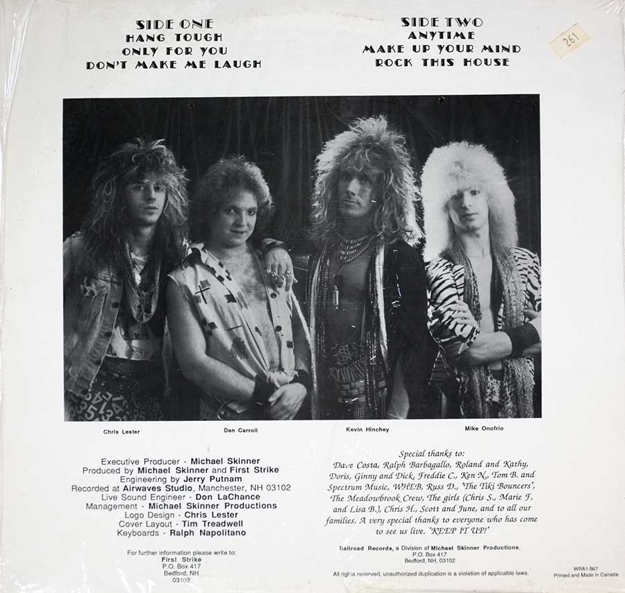 FIRST STRIKE - Only For You Rare Private Hair Glam 12" LP VINYL Album
 back cover