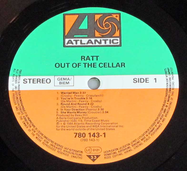 Photo of record 1 of RATT - Out Of The Cellar 