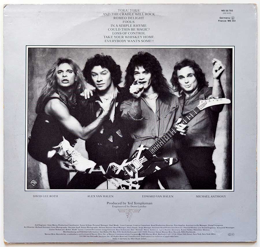 Photo of album back cover VAN HALEN - Women and Children First - American Hard Rock