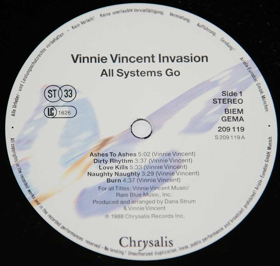 "Invasion All Syste,s Go " Record Label Details: Chrysalis 209 119 