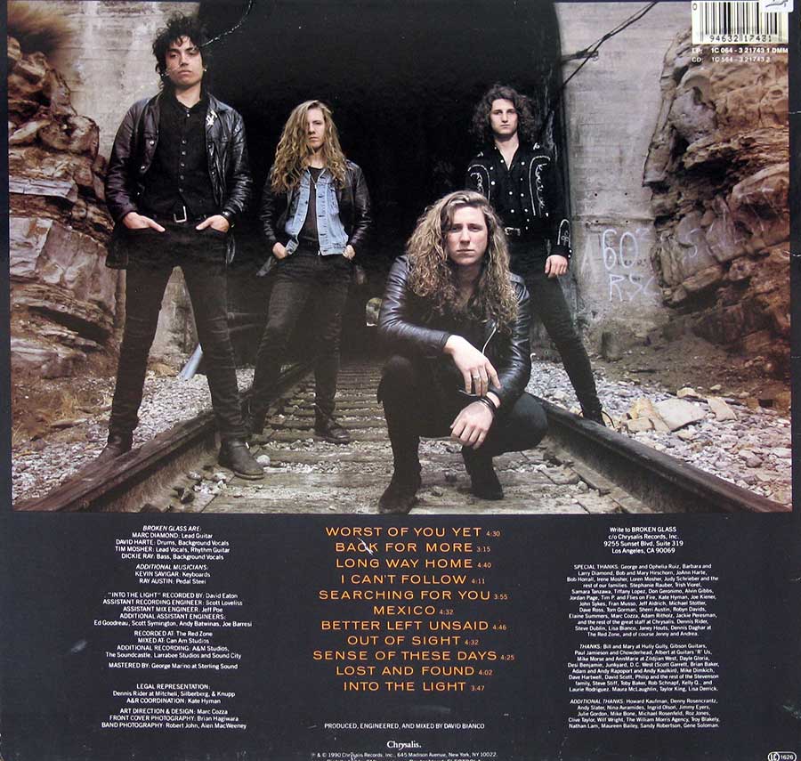 A band-photo of "Broken Glass" on the album back cover 