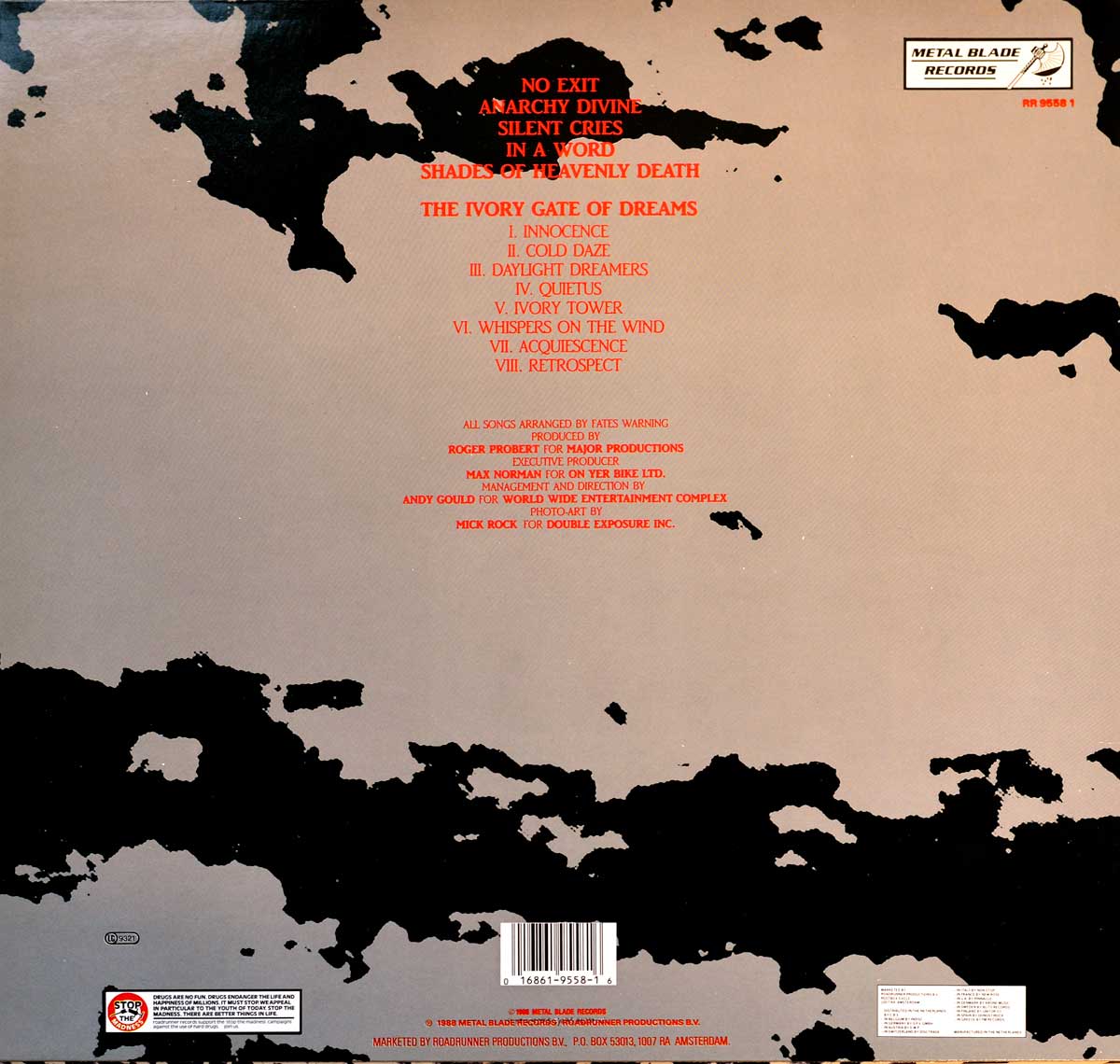 High Resolution Photo Album Back Cover of FATES WARNING No Exit https://vinyl-records.nl