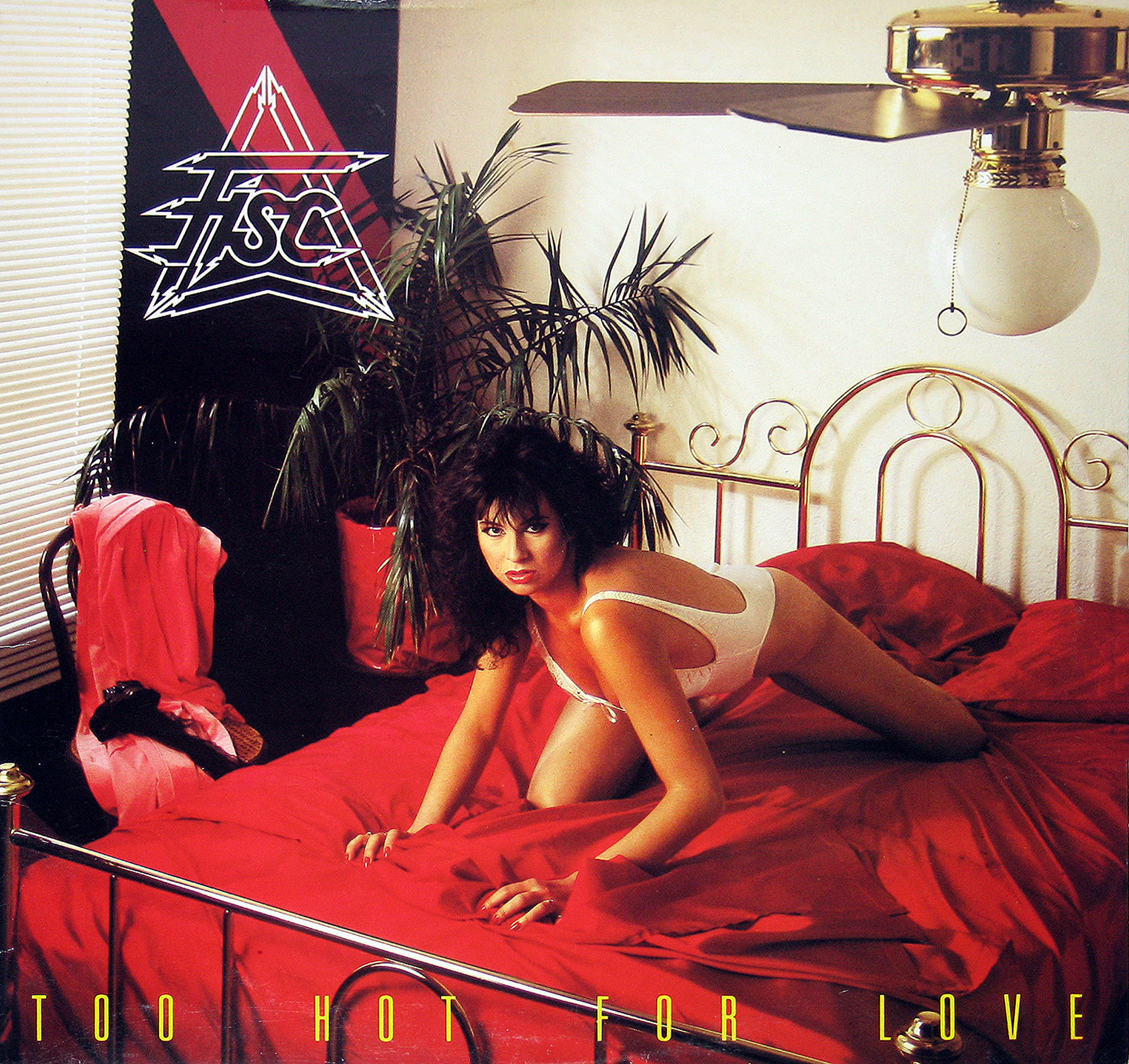 Sexy Model On Top Of The Bed , Album Front Cover Of "Too Hot For Love"