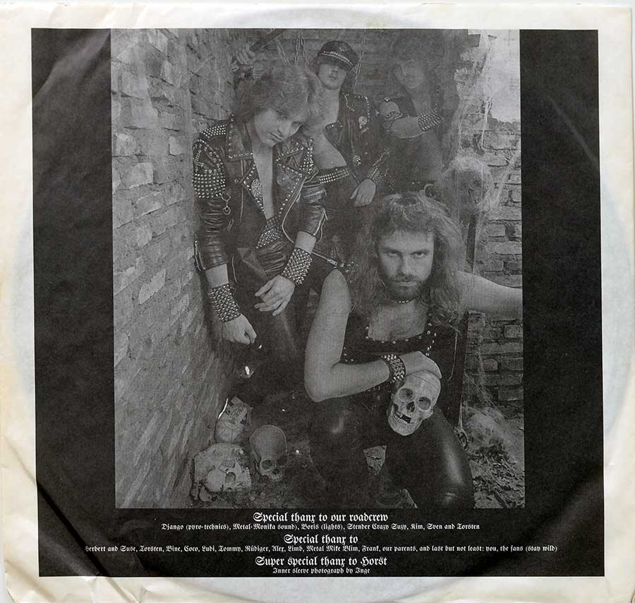 Photo of the "Running Wild" band on the original custom inner sleeve 