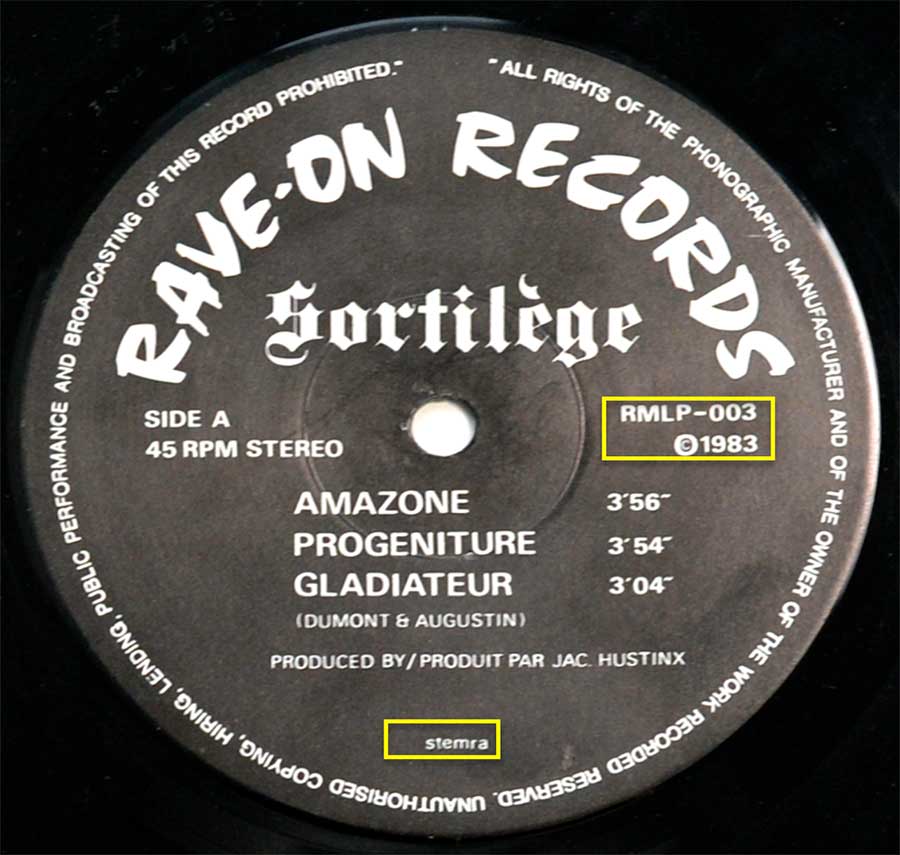Photo of "SORTILEGE - Self-Titled " Rave-On Record Label