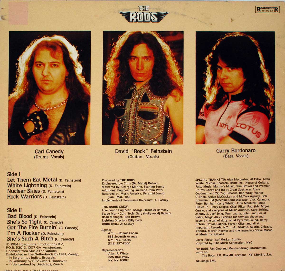 High Resolution Photo Album Back Cover of The RODS - Let Them Eat Metal https://vinyl-records.nl