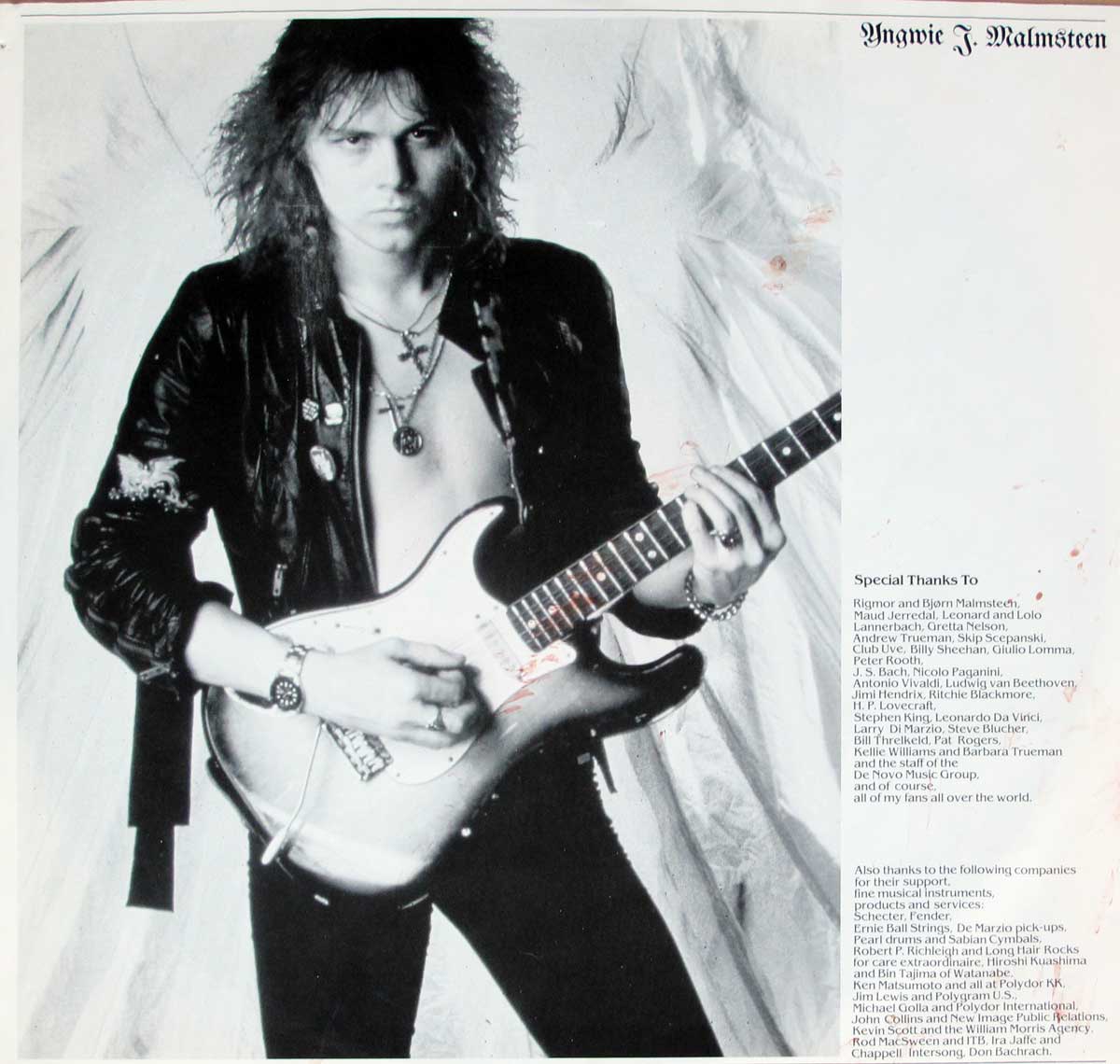 Inner Sleeve   of "YNGWIE MALMSTEEN'S RISING FORCE - Marching Out" Album