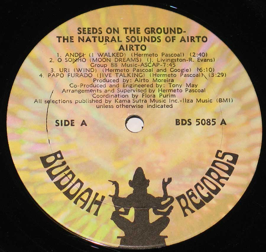 Photo of record label of AIRTO - Seeds on the Ground the Natural Sounds of Airto 