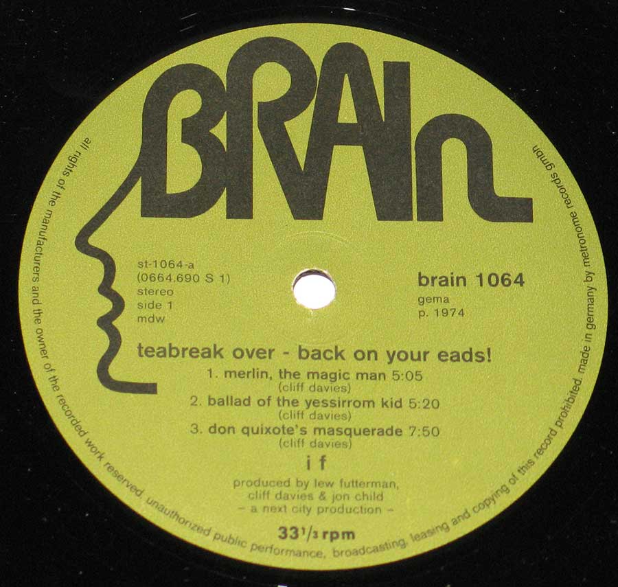 "Tea-Break Over Back On Your Eads" Record Label Details: Brain 1064 ℗ 1974 Sound Copyright 