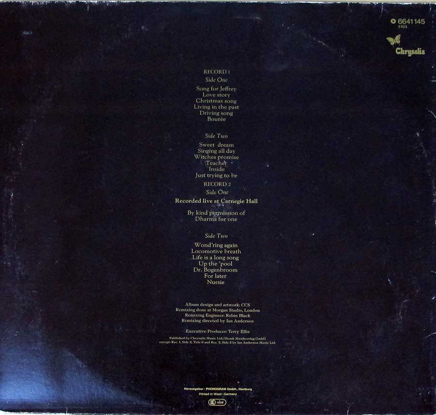 Photo of album back cover JETHRO TULL Living In The Past Germany Chrysalis Gatefold 12" 2LP Vinyl Album