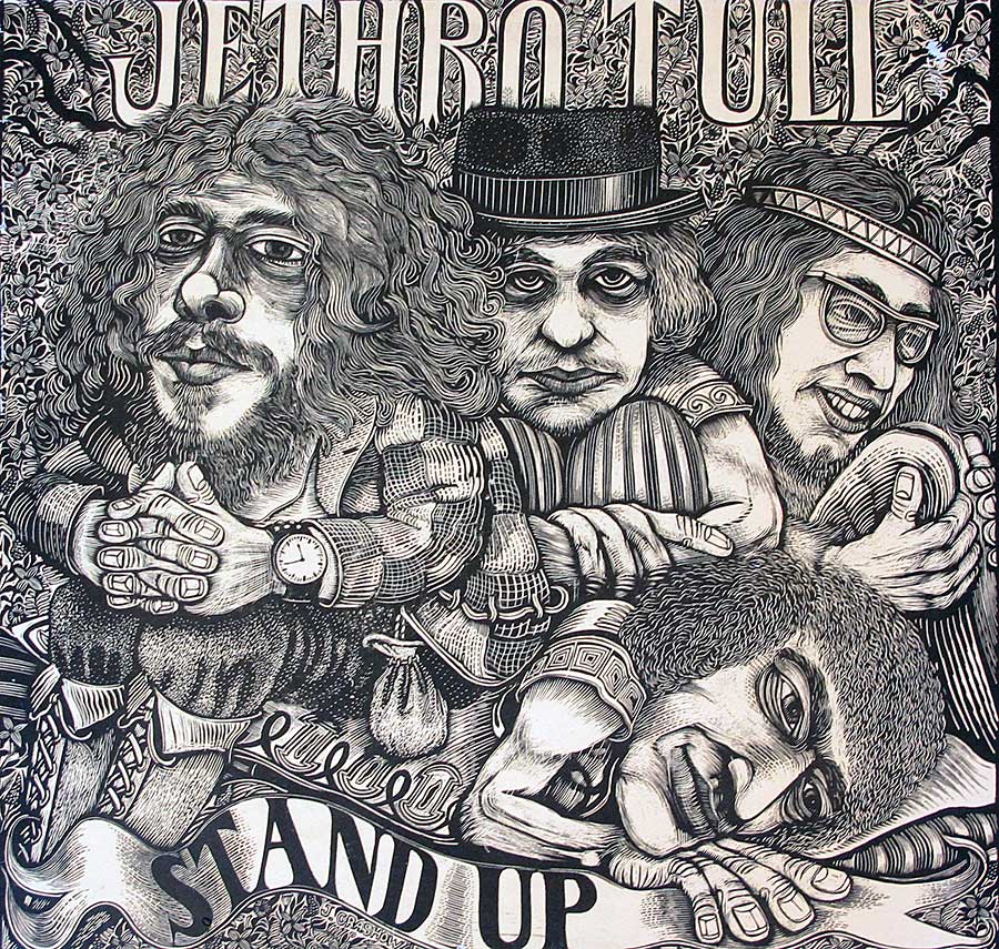 Front Cover Photo Of JETHRO TULL - Stand Up Pop-Up Gimmick Gatefold England Green Chrysalis Label 12" Vinyl LP ALbum