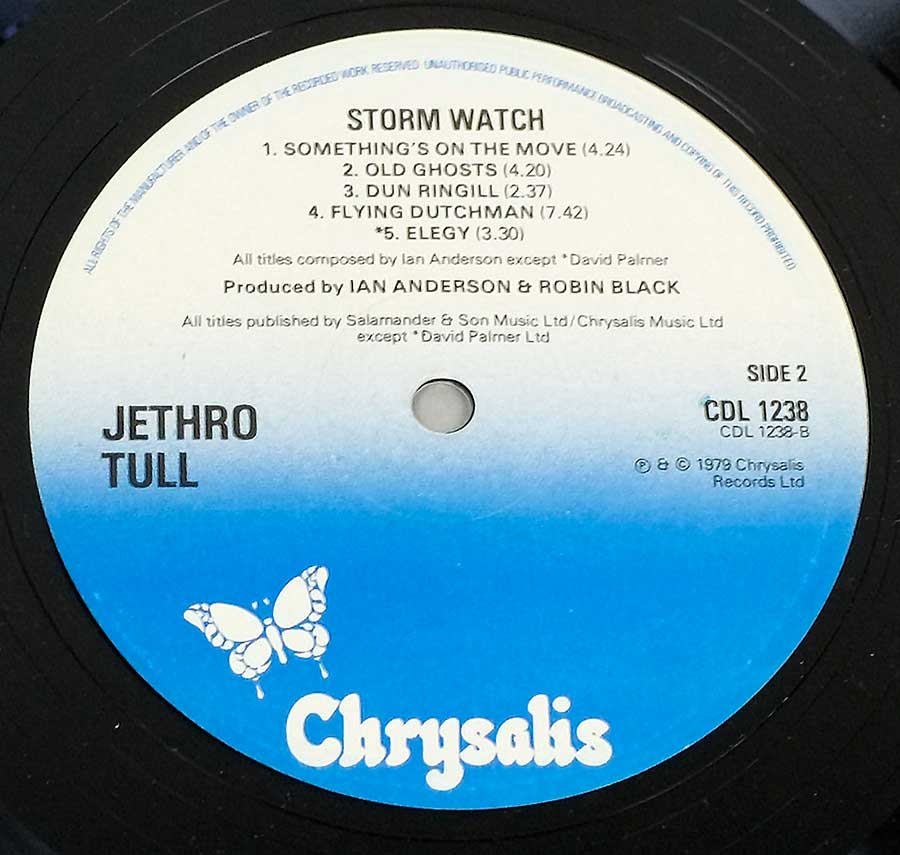 Close up of record's label JETHRO TULL - Storm Watch ( UK ) Side Two