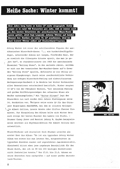 Review of German magazine of the album Guitar Slinger
