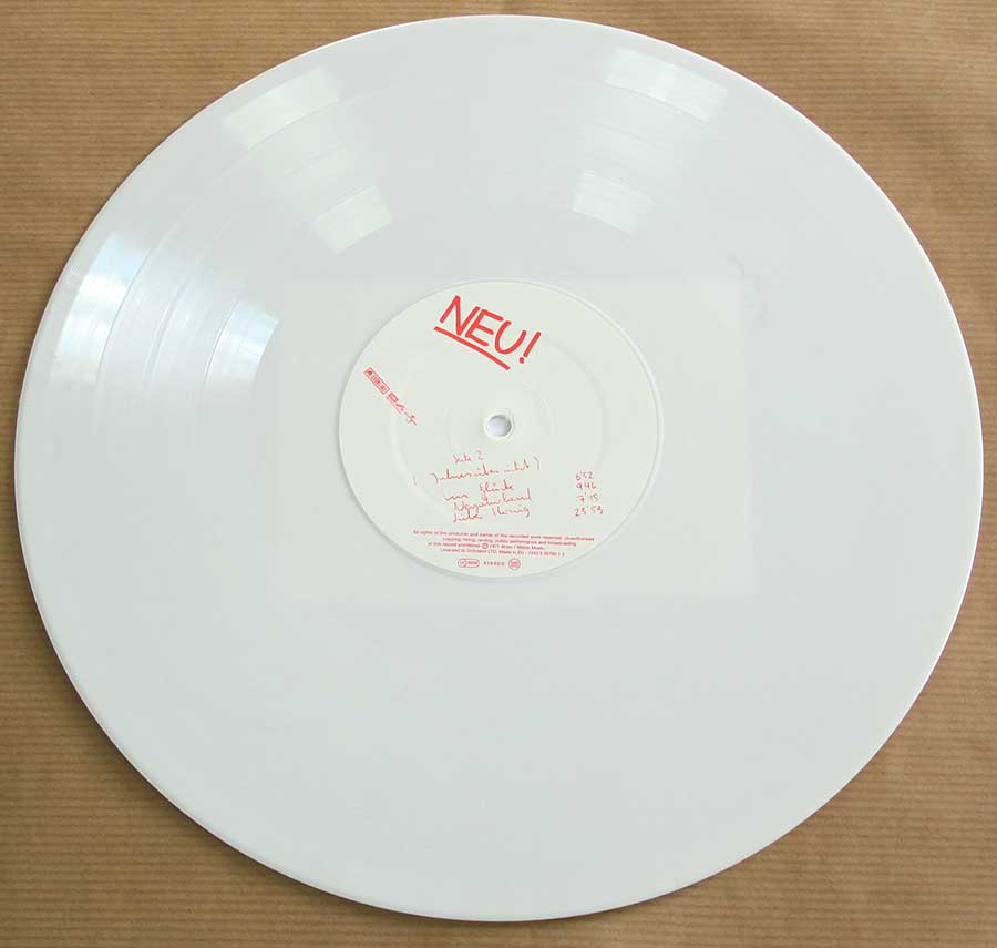 Photo of Side Two of NEU! 1st Album White Vinyl Gatefold 