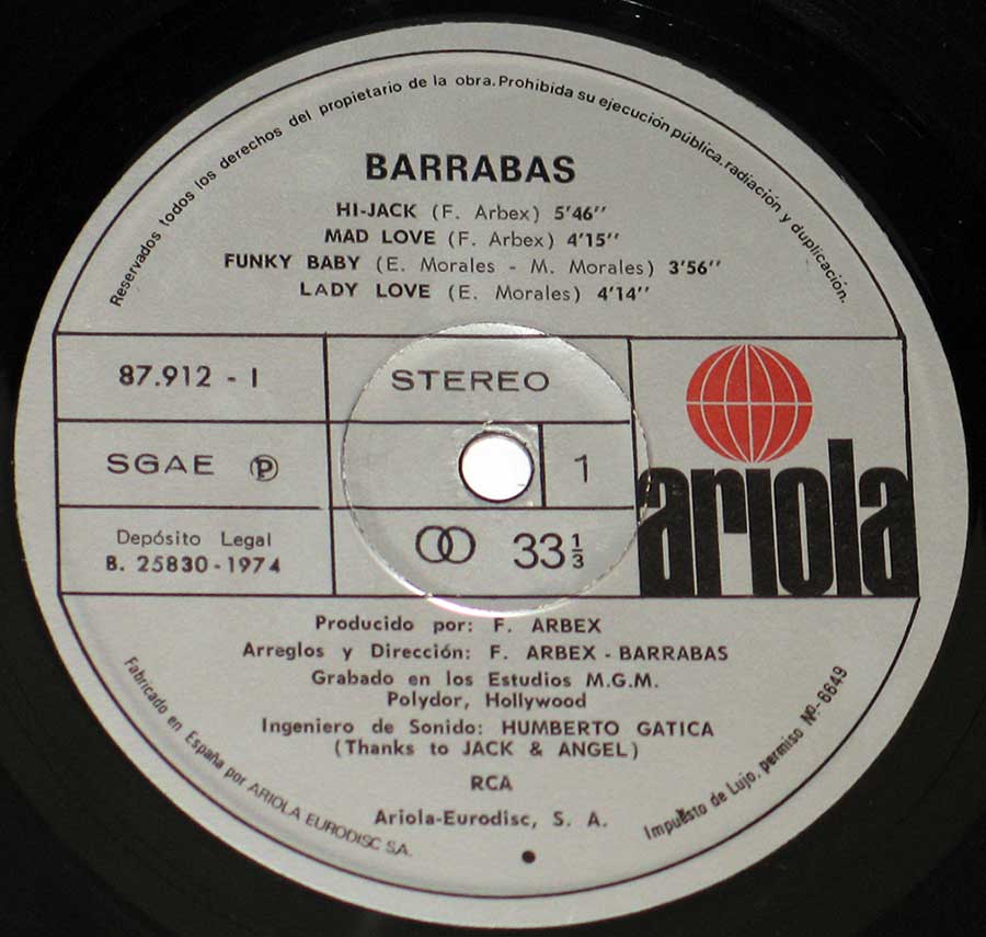 Close-Up Photo of "Soltad a Barrabas" Grey colour Ariola Record Label