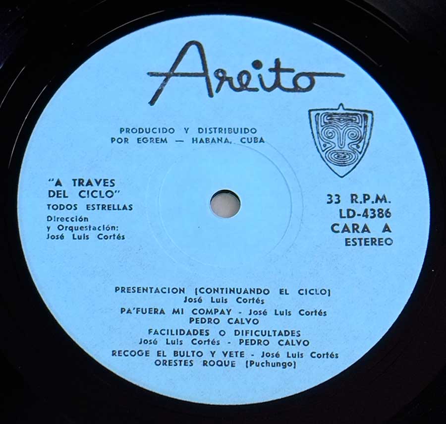 Close up of record's label TODOS ESTRELLAS - A Traves Del Ciclo 12" LP Vinyl Album Side One