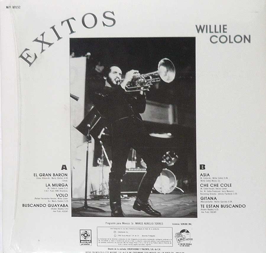 WILLIE COLON - Exitos Salsa Best Of 12" Vinyl LP Album back cover
