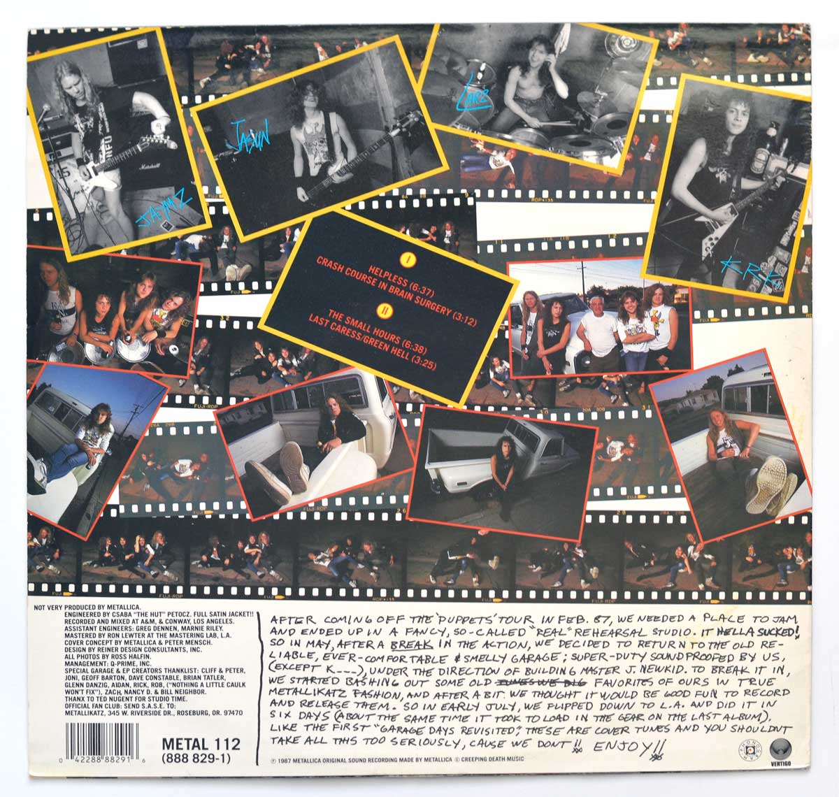 Album Back Cover  Photo of "METALLICA - The 5.98 Garage Days Re-Revisited (UK)"