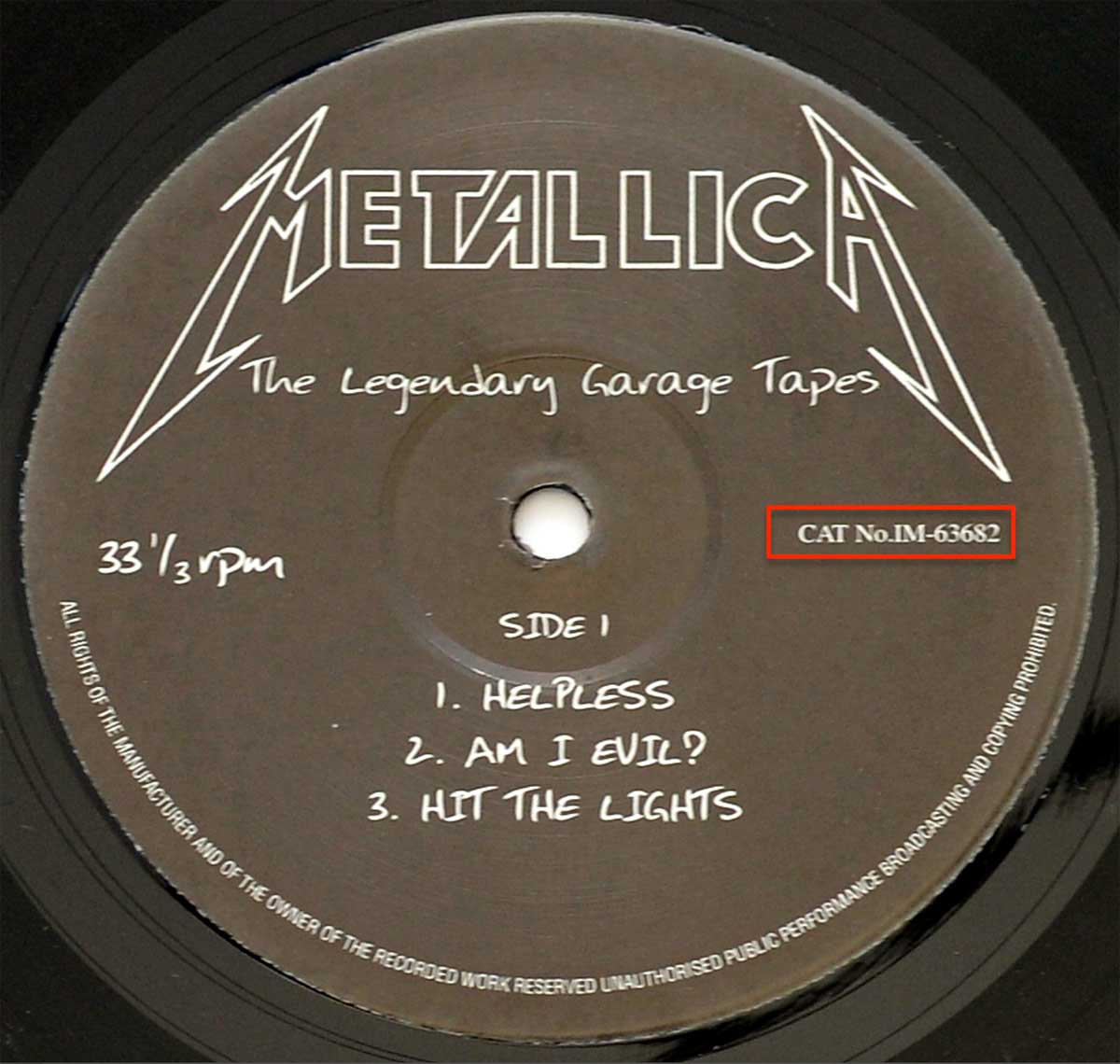 Photo of record 1 of METALLICA - The legendary Garage Tapes ( Unofficial Record )  