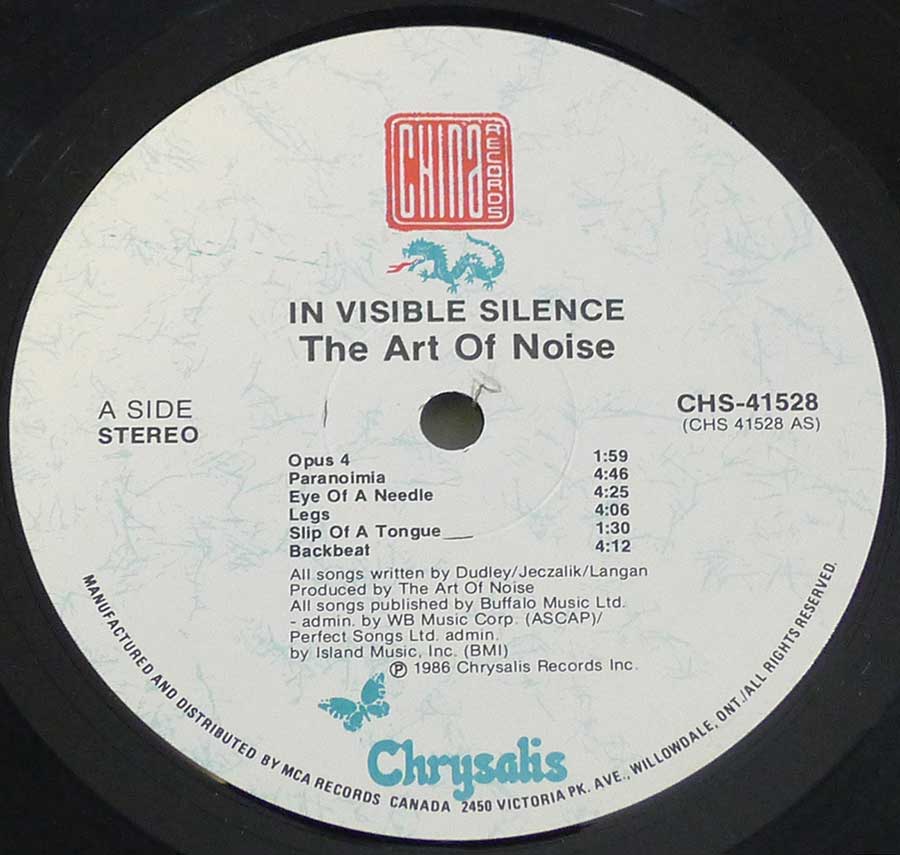Photo of "ART OF NOISE In Visible SILENCE Canada" 12" LP Record - Side One:
