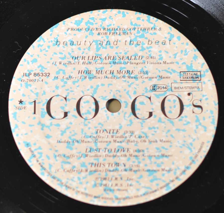 GO-GO's - Beauty and the Beat 12" LP Vinyl Album enlarged record label