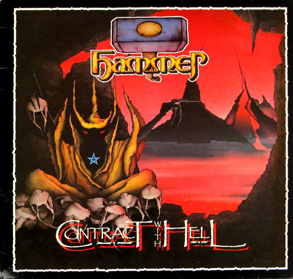 Front Cover Photo Of HAMMER - Contract With Hell UK release NWOBHM 12" LP Vinyl Album